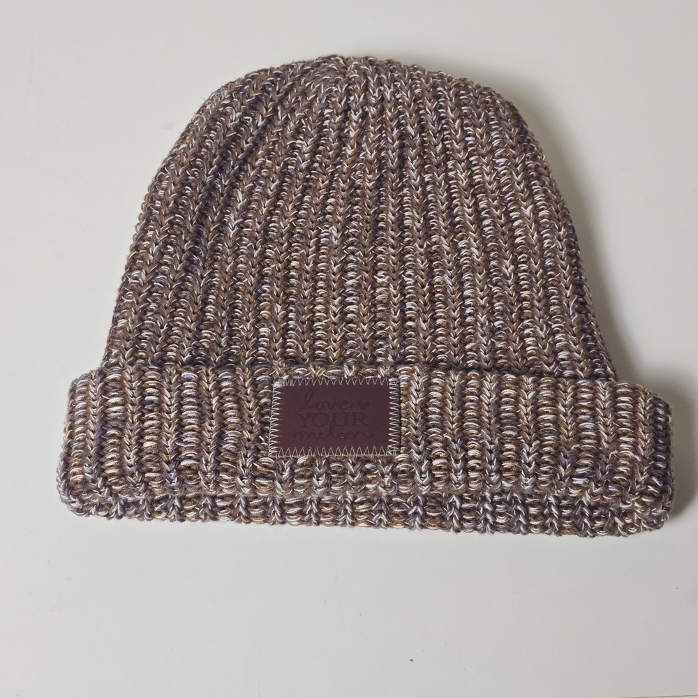 Love Your Melon Beanie Burgundy/White Made in USA ‎ Cuffed Knit Hat One Size